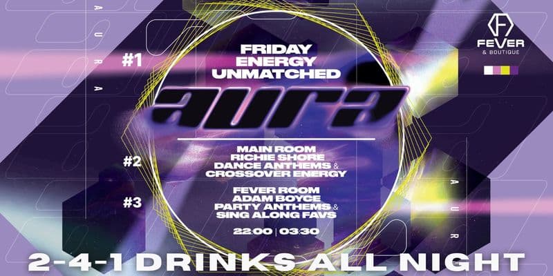 AURA with two for one drinks all night